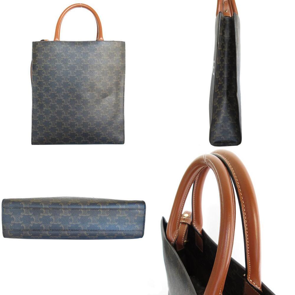 Celine Triomphe Vertical Cabas Leather Shoulder Bag Brown Gold - Picture 3 of 4